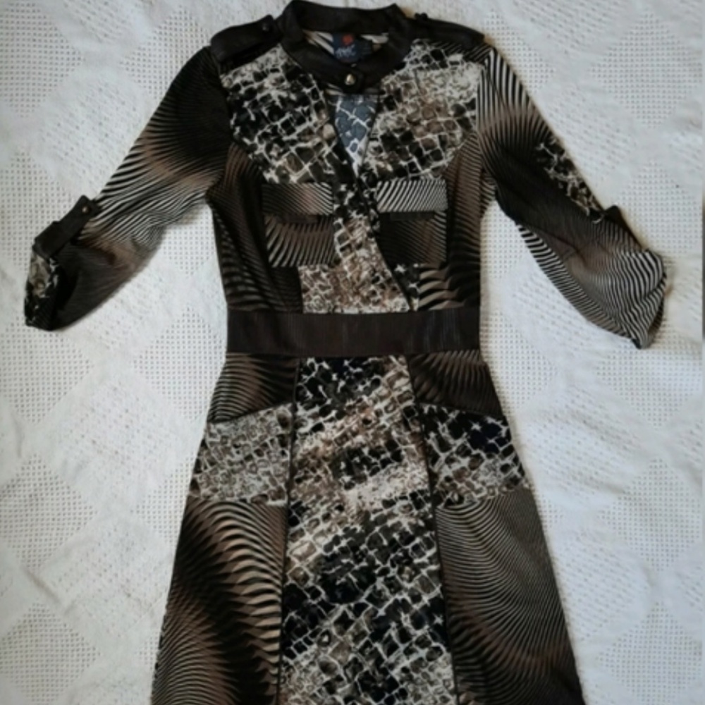 Anac by Kimi S Snake Animal Print Dress Brown